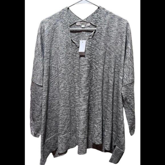 Loft S Women's Gray Shimmer Metallic‎ Open Cardigan Sweater Space Dye  NWT - Picture 1 of 4